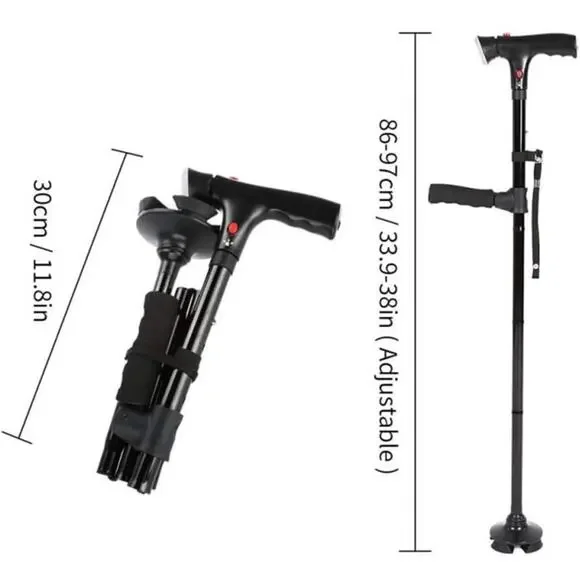 Folding Cane LED‎ Walking Cane for Seniors Light Safety Walking Faith Sticks - Picture 2 of 7